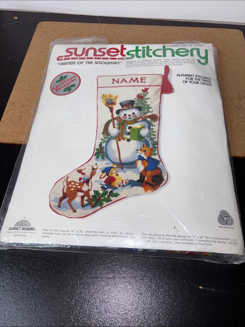 White 'Friends of the Snowman' Christmas Stamped Cross Stitch Stocking Kit